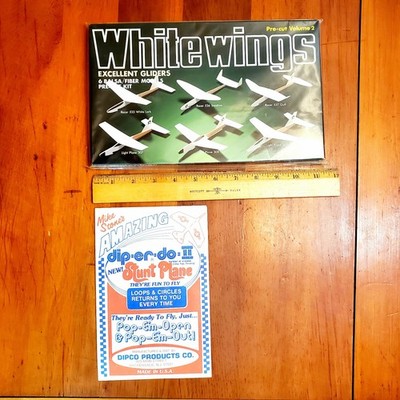 NEW White Wings Gliders 6 Balsa Models Pre-Cut Kit + Diperdo Stunt Plane SEALED