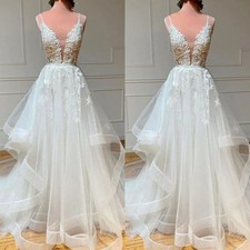 Deep V Neck Wedding Dresses Summer Sleeveless Beach Boho Elegant Bridal Gowns