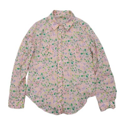 Lily Pulitzer Sea View 100% Linen Button Down Top Small Urchin Pink Fruit
