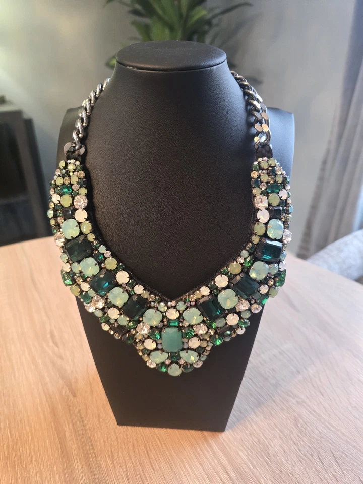 Collar Oneofakind Hecho en ITALIA Azul/Verde Cristal Swarovski Distintivo Foto 4 de 4