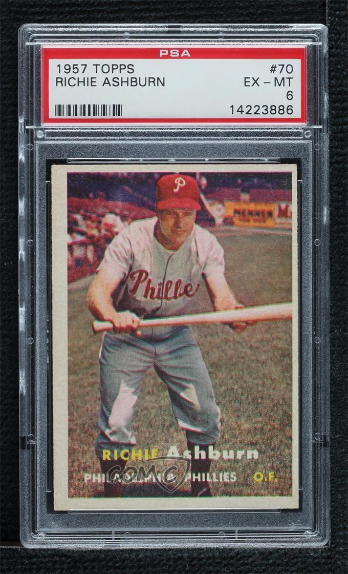 1957 Topps Richie Ashburn #70 PSA 6 HOF 02kp