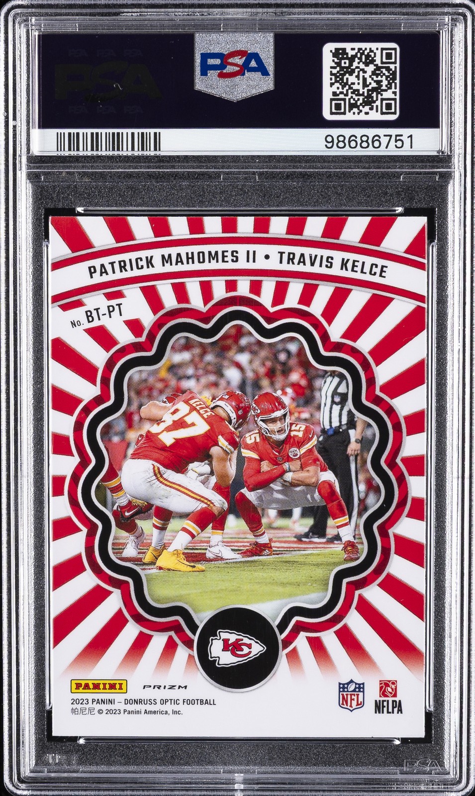 2023 PANINI DONRUSS OPTIC BEST TUDDYS PATRICK MAHOMES II/TRAVIS KELCE PSA 9 view 2
