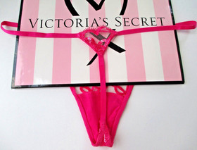VICTORIA'S SECRET DREAM ANGELS Pink Heart Embroidery V-String Thong Panty S M L