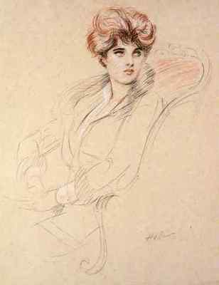 Blechschild Helleu Paul Cesar Portrait einer sitzenden Dame A4 12x8 Aluminium