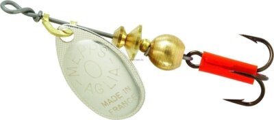 Mepps B0 S Aglia In-Line Spinner 1/12 oz, Plain Treble Hook, Silver Blade