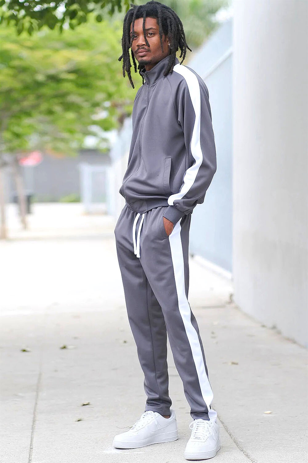 Men's Sports Track Pants & Jacket Essential Side Stripe Track Suit Set