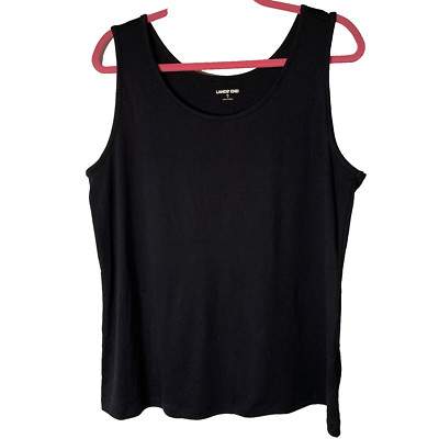 Lands End Tank Top SIZE 18 Women's Black Cotton Layering Essential Beach Cruise