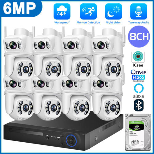 4/8CH CCTV System 1/2TB HDD NVR 6MP HD Outdoor IP Cameras WIFI PTZ 2-Way Audio - Picture 1 of 27