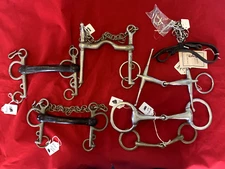 Lot of 6pc Horse Snaffle Bits+Pelhams+Chain (15H)