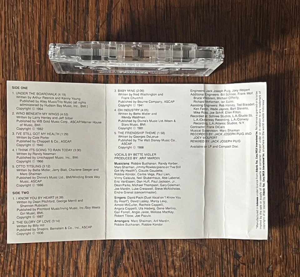 BEACHES Soundtrack AUDIO CASSETTE TAPE 1988 WEA Indonesia - BETTE MIDLER - Image 4 of 4