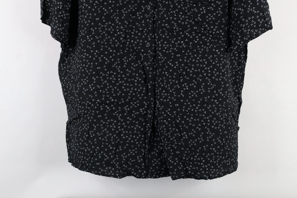 Vintage 90s Esprit Womens Large Geometric Rayon Looped Collar Button Shirt Black - Image 3 of 4