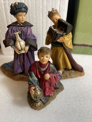 Demdaco 2007 Mama Says Nativity Three Wise Men Figures Set of 3 - W Box & Cards