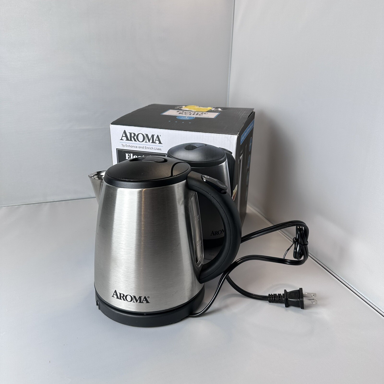 Aroma 1L Electric Water Kettle Stainless Steel Tea Coffee Rapid Boil