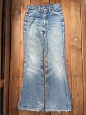 Vintage 60s Womens Wrangler Flare Bell Bottom Blue Denim Jeans 24x26