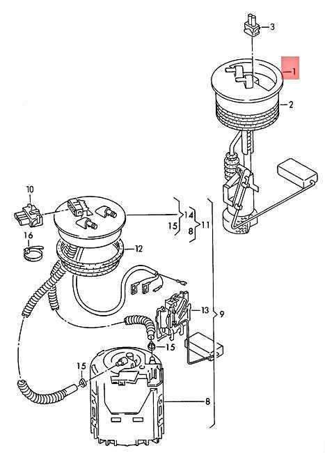 Transmisor original Volkswagen para medidor de combustible NOS VW Passat 4Motion 3A9919183 Foto 2 de 2