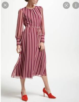 BODEN Alba Midikleid MULBERRY GESTREIFT W0205 UVP £130 GRÖßE UK 20 L BRANDNEU D8