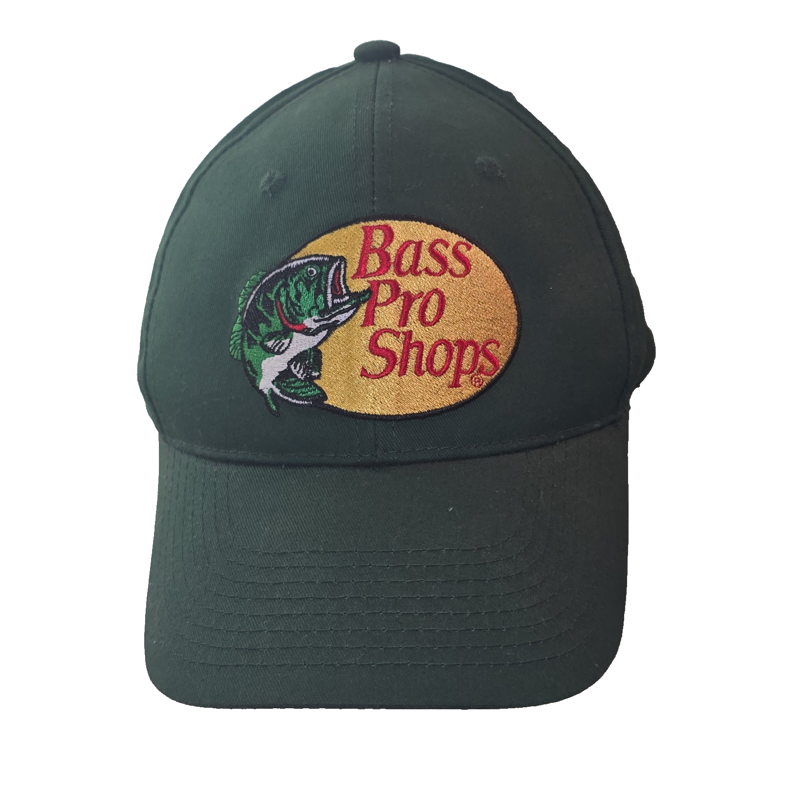 Brass Pro Shops Fish Gone Fishing Hat Cap Snapback Green Baseball Style Hat Cap