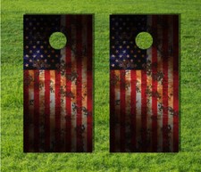 American Flag Distressed Game Board Cornhole Quality Bag Decal Wrap USA Laminate