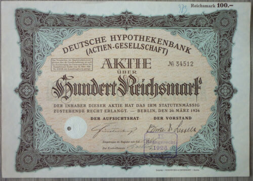 Compartir, Alemán Hypothekenbank 1926 , (Art.326) - Photo 1/1