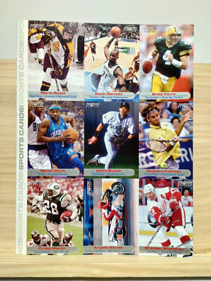 Sports Illustrated Kids 2002 02 Uncut Card Sheet Kevin Garnett Brett Favre