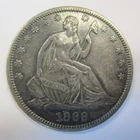 1869-P Seated Liberty 90% Silver Half Dollar XF/AU, Toning