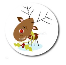 Whimsical Reindeer Christmas Stickers Rudolph Holiday Favors Reindeer Labels