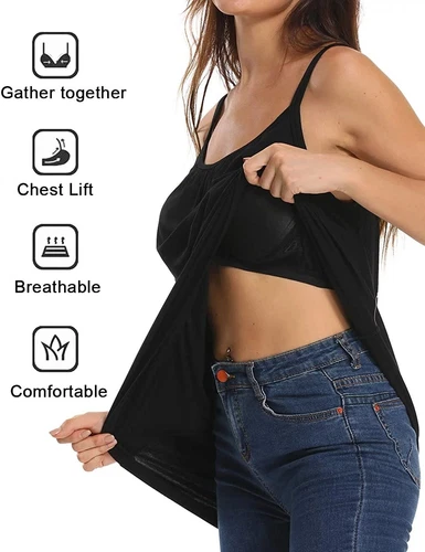 Women Plus Size Tank Tops Loose Casual Summer Top Pleated Flowy Adjustable Strap - Picture 9 of 55