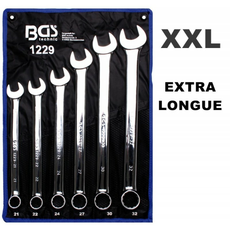 Clé plate longue XXL 21-32 mm forgée en acier chrome-vanadium mat