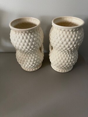 Antique Off White Hand Painted Vases-Local pickup preferred.  Will ship if req d