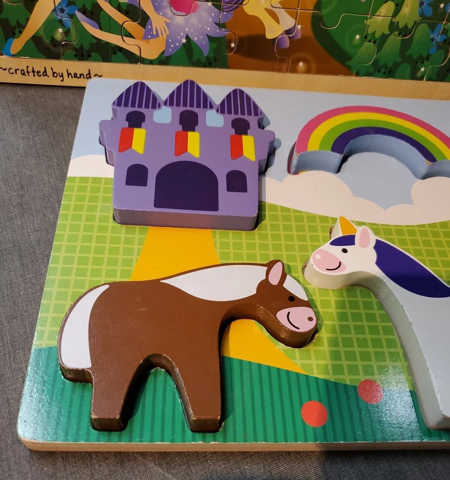 Melissa & Doug Fairy Fantasy 48 pc Wooden Jigsaw & Fantasy Castle 6 pc Puzzle - Image 2 of 4