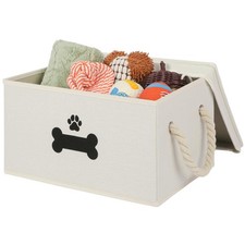 Dog Toy Basket with Lid, Dog Basket for Toys, Dogs Toy Box with Cotton Rope H...