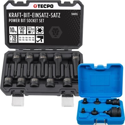 TECPO INNEN TORX NÜSSE KRAFTNÜSSE 1/2 ZOLL T20-T70 + BGS ADAPTER REDUZIERUNG
