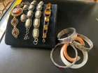 Lot of 10 Vintage Bangles Bracelets earrings Unmarked Unbranded Costume Jewelry
