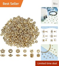 300pcs Tibetan Spacer Beads, 6 Style Antique Golden Spacers Alloy Metal Tube ...