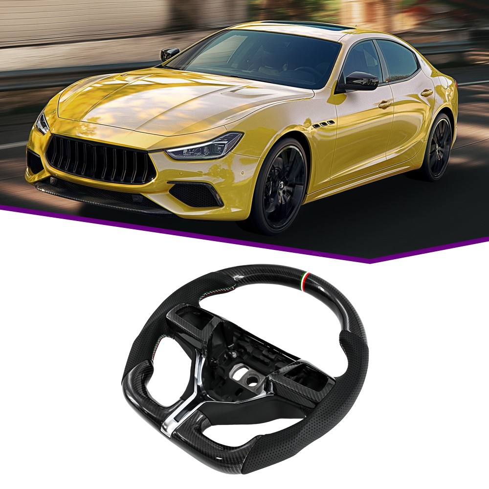 Real Carbon Fiber &Leather Steering Wheel For Maserati Levante Ghibli 2016-2024