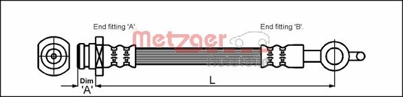 Metzger Bremsschlauch 4112832 FüR Opel, Hinterachse Links, Hinterachse Rechts-image