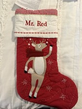 NWT Pottery Barn Kids Quilted Reindeer Holiday Stocking New