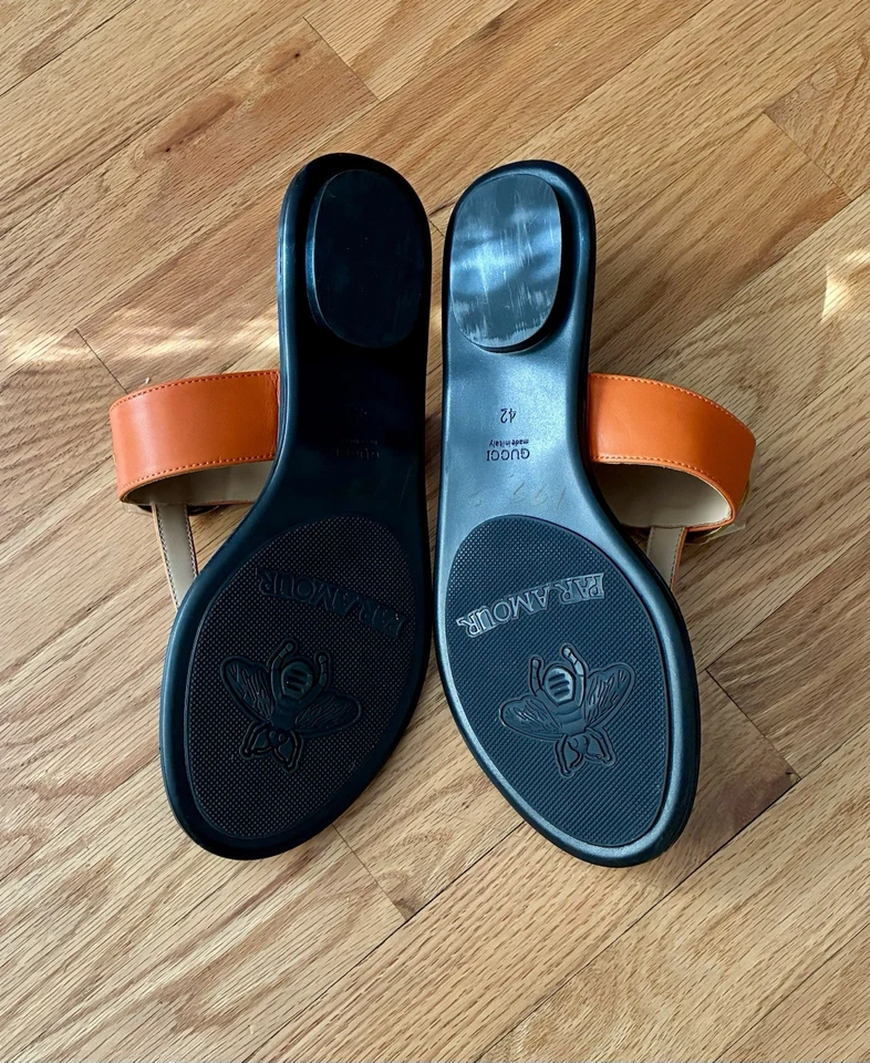 Nuevo - Sandalias de Tanga GUCCI GG Marmont Piel de Becerro - Naranja Profundo Talla 11.5 EE. UU. y 42 UE Foto 4 de 4