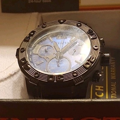 Invicta Reserve Men's Chronograph Blue Dial Black Bracelet Wristwatch with Box