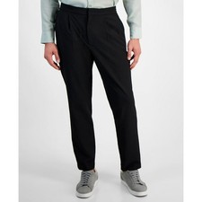 Alfani Cross Merch Dress Pants Men's 32x30 Deep Black Classic-Fit Textured