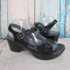 Dansko Joanie Dots Black Leather Wedge Sandals Buckle Straps EUR 38 US 8
