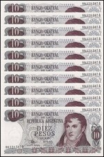 Argentina 10 Pesos, 1970-1973 ND, P-289a.6, UNC X 10 PCS