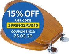 Croydex Davos Flexi-Fix Solid Wood WC Toilet Seat Antique Pine Round Top Fix