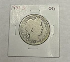 1901-S Barber Half Dollar, Better Date, Good