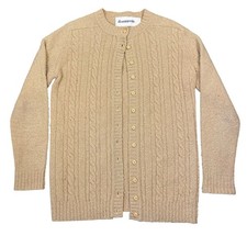 Vintage Womens Cable Knit Cardigan Sweater Chunky Size Medium
