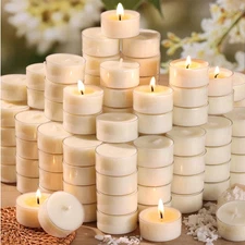 6 Hour Soy Tea Lights Candles Bulk 100 Pack, Soy White Tea Lights Bulk-6 Hours L