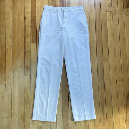 Vintage White Pleated Trousers Straight Leg Pants 80s Men Sz - 31x32 - Picture 1 of 8