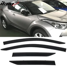 Fits 17-22 Toyota C-HR CHR Window Visors Vent Rain Guards W/Black Chrome Trim PC