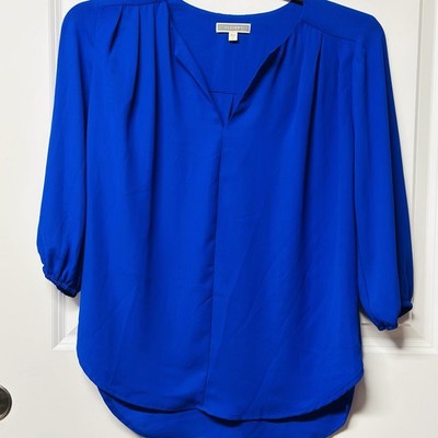 Pleione Lightweight Long Sleeve Royal Blue Blouse Small Career  Whimsical Y2K