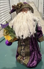 Mardi Gras Carnival Bead 15” Inch Santa Claus Standing Figurine Figure Decora...